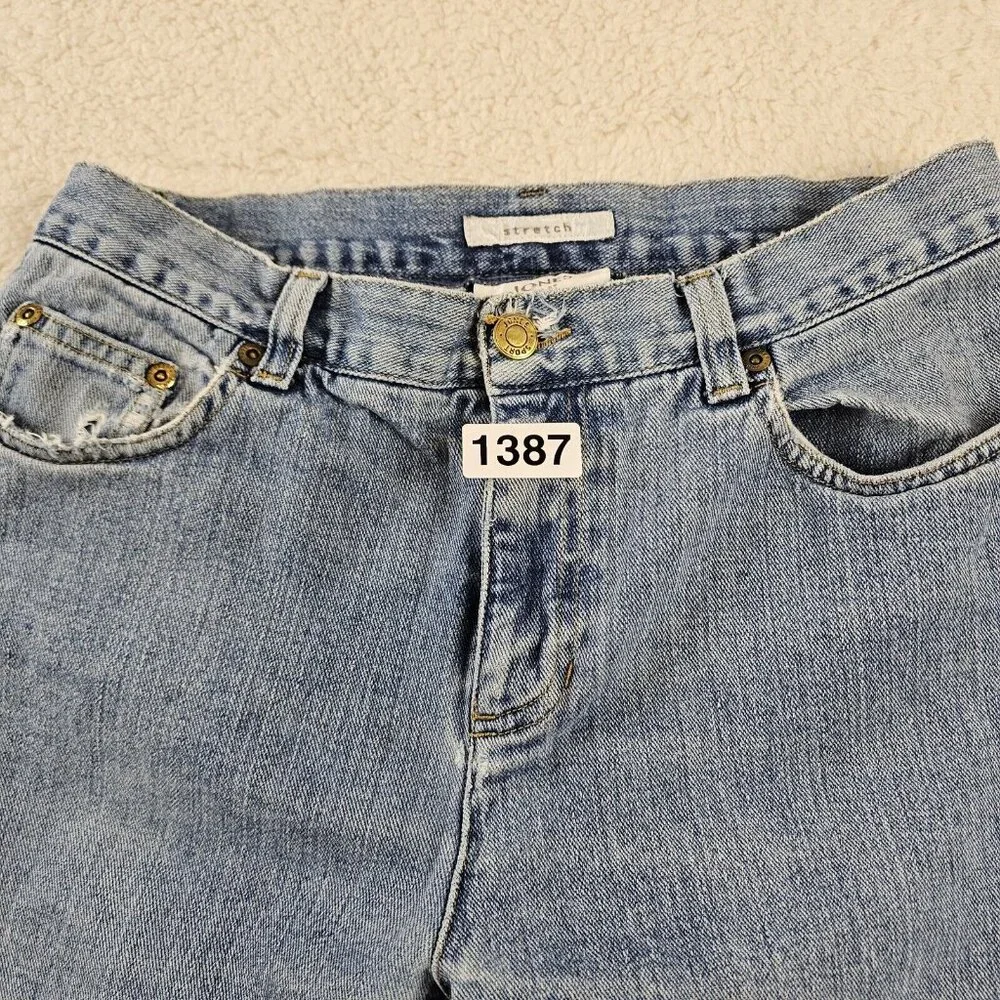 Jones Sport‎ Jeans Women's Size 6 Blue Denim Light Wash Wide Flare Leg Mom Stone